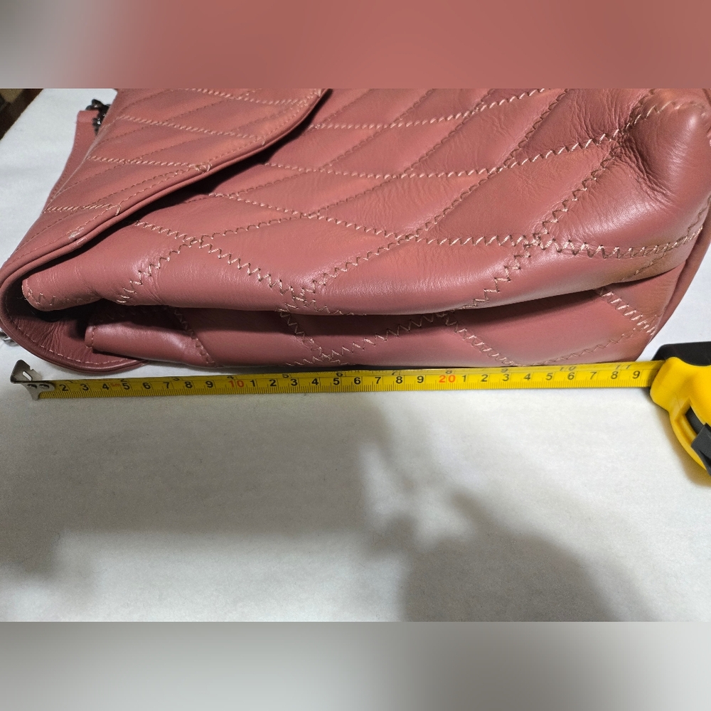 Roberta Rossi Nice Pink Quilted Shoulder Bag with Chain Detailing 15.5Wx9H - Picture 8 of 16